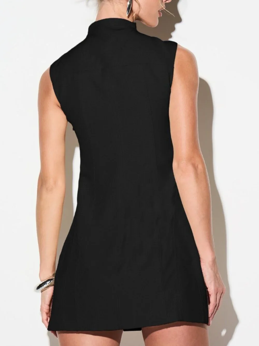 Black Party Women's Corseted High Neck Lace Up Mini Dress With Cutout
